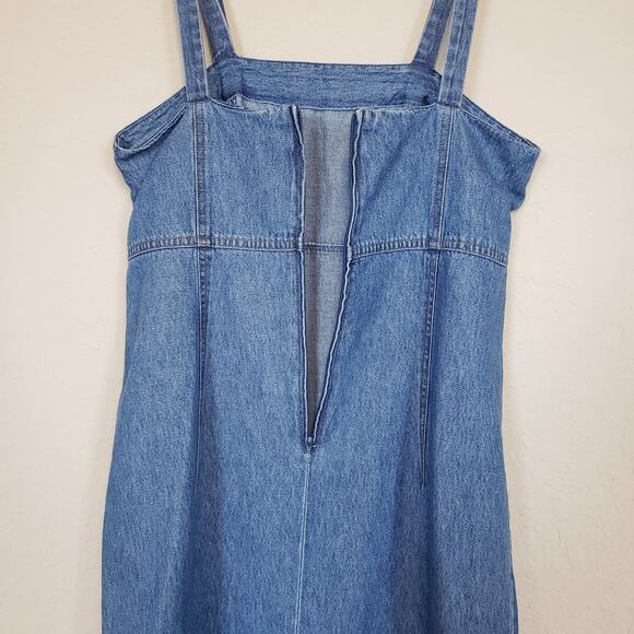 Vintage Denim Square Neck Tank Dress Women's  Medium Y2K Boho Western - Picture 2 of 11